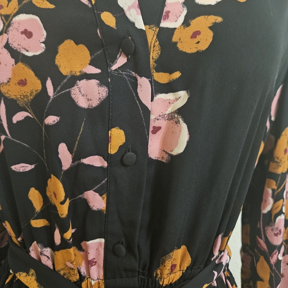Nanette Lepore Black Dress with Pink and Orange Floral - Picture 6 of 11